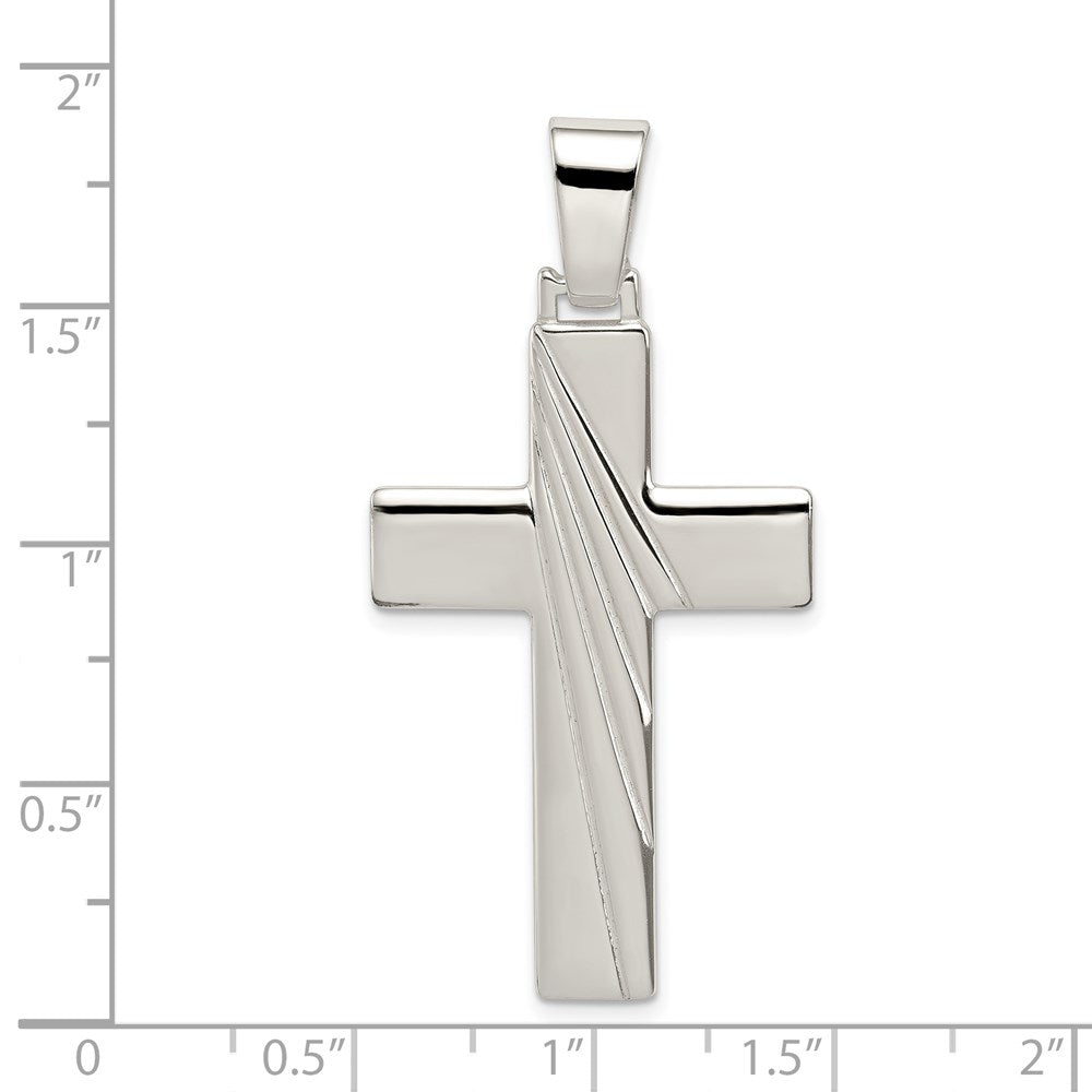 Sterling Silver Solid Polished Cross Pendant, 23 x 47mm