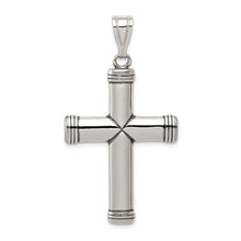 Sterling Silver Antiqued Solid 2D Latin Cross Pendant, 25 x 47mm