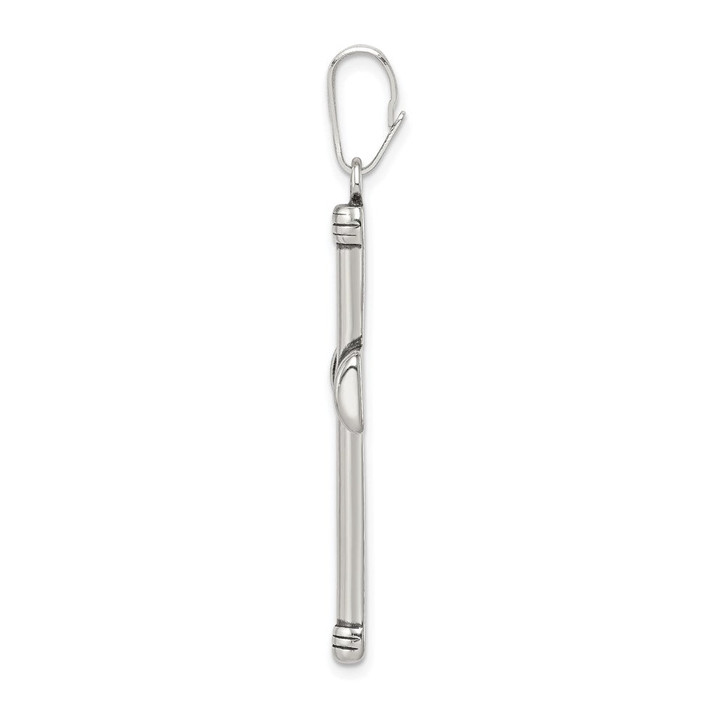 Sterling Silver Antiqued Solid 2D Latin Cross Pendant, 25 x 47mm
