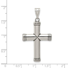 Sterling Silver Antiqued Solid 2D Latin Cross Pendant, 25 x 47mm