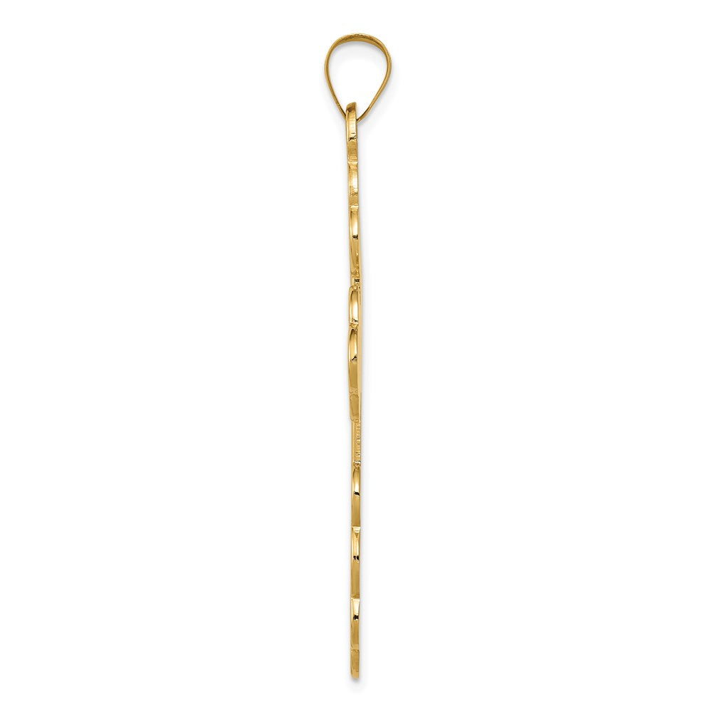14k Yellow Gold Large Eastern Orthodox Cross Pendant, 26 x 50mm