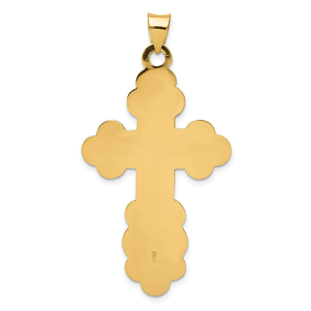 14k Yellow Gold Large Eastern Orthodox Cross Pendant, 26 x 50mm