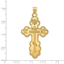 14k Yellow Gold Large Eastern Orthodox Cross Pendant, 26 x 50mm