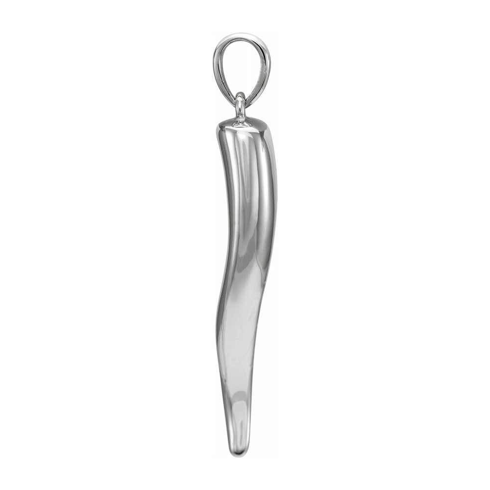 14K Yellow, White or Rose Gold Solid 3D Italian Horn Pendant, 6 x 32mm