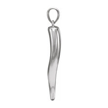14K Yellow, White or Rose Gold Solid 3D Italian Horn Pendant, 6 x 32mm