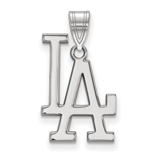 Sterling Silver Rhodium Plated MLB Los Angeles Dodgers Large Pendant
