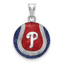 Sterling Silver MLB Philadelphia Phillies LG Enamel Baseball Pendant