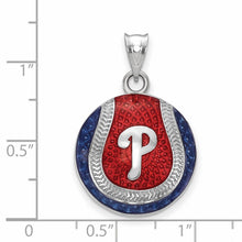 Sterling Silver MLB Philadelphia Phillies LG Enamel Baseball Pendant