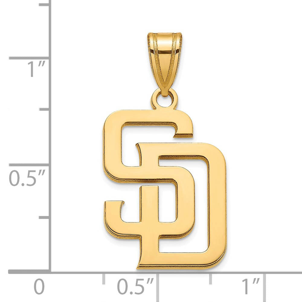 14K Gold Plated Silver MLB San Diego Padres Letters S-D Large Pendant
