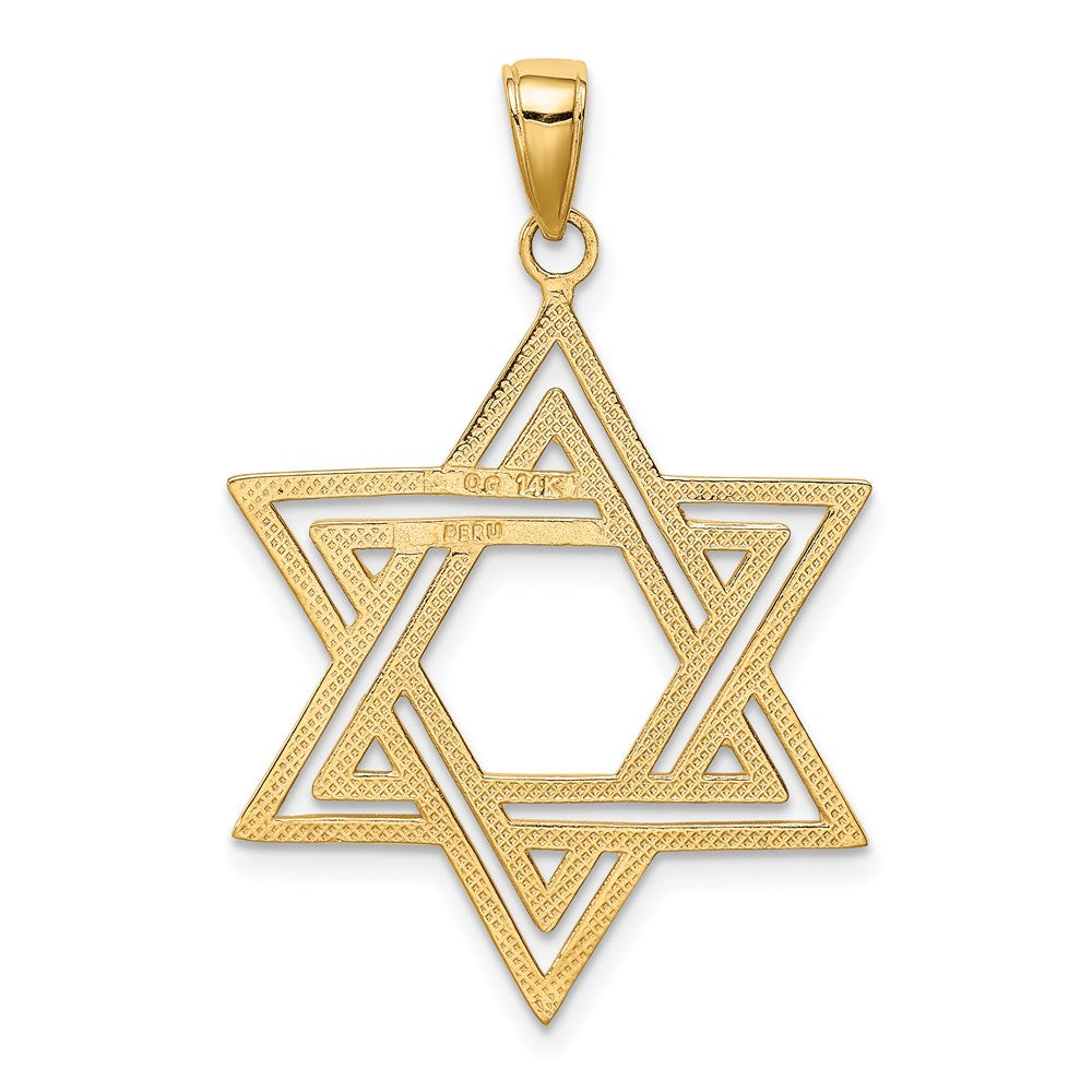 14k Yellow Gold Satin Star of David Pendant