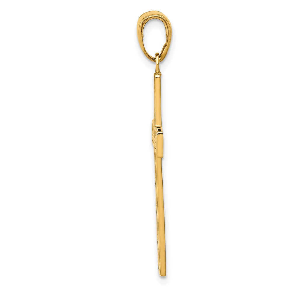 14k Yellow Gold, Rope, Latin Cross Pendant