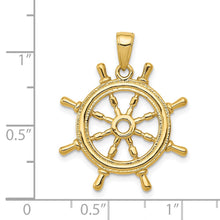 14k Yellow Gold 3Dimensional Ship's Wheel Pendant