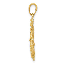 14k Yellow Gold Medium Anchor, Ship's Wheel and Rope Pendant