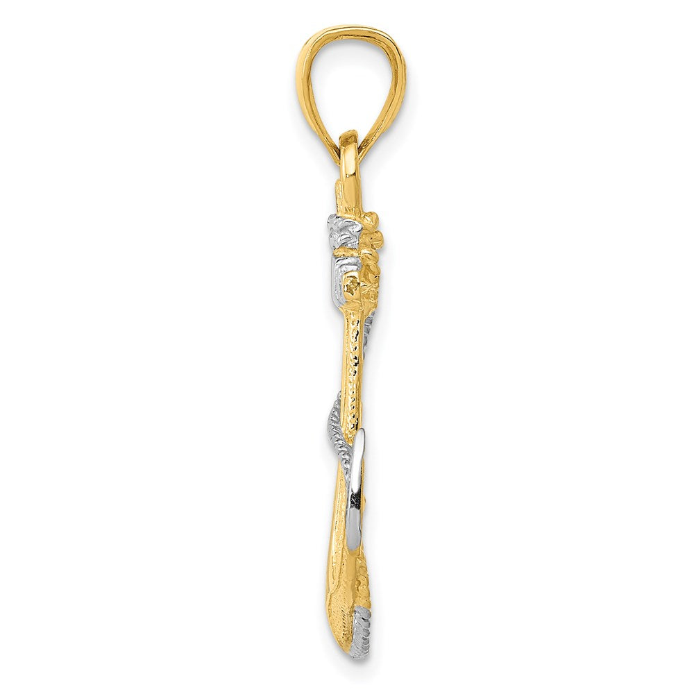 14k Two Tone Gold Anchor with Rope Pendant