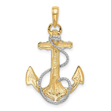 14k Two Tone Gold Anchor with Rope Pendant