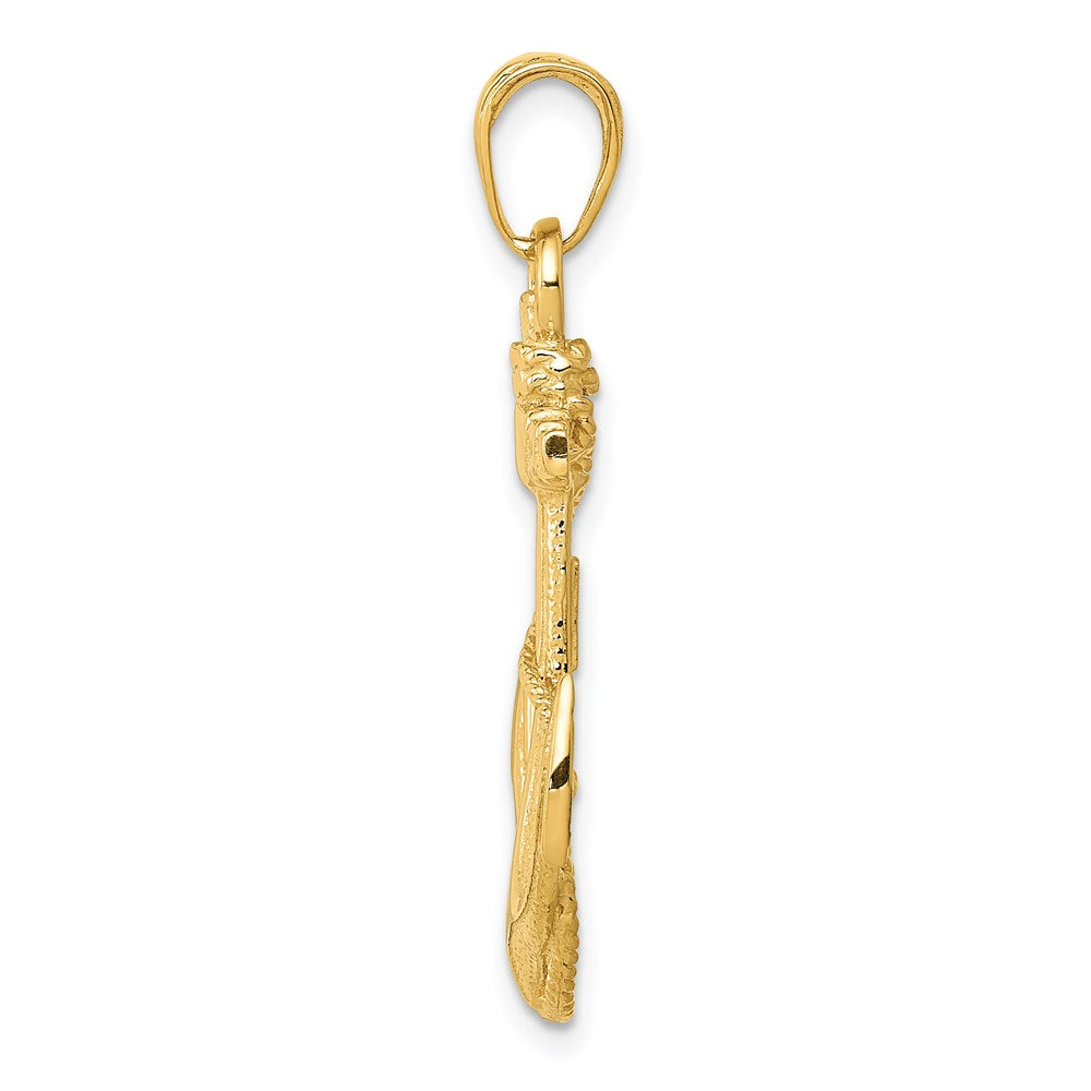 14k Yellow Gold Admiralty Anchor with Rope Pendant