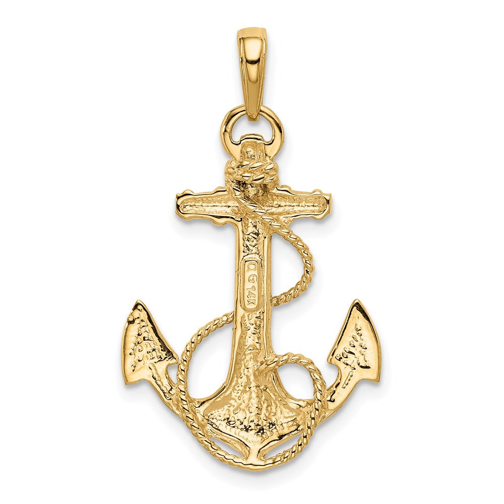 14k Yellow Gold Admiralty Anchor with Rope Pendant