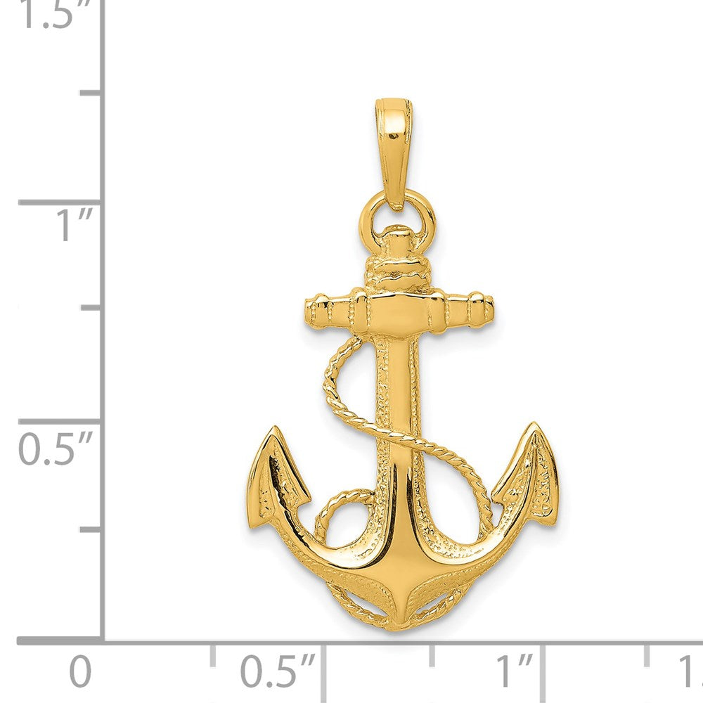 14k Yellow Gold Admiralty Anchor with Rope Pendant