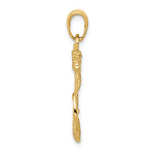 14k Yellow Gold Textured and Polished Anchor Pendant