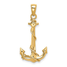 14k Yellow Gold Anchor with Rope Pendant