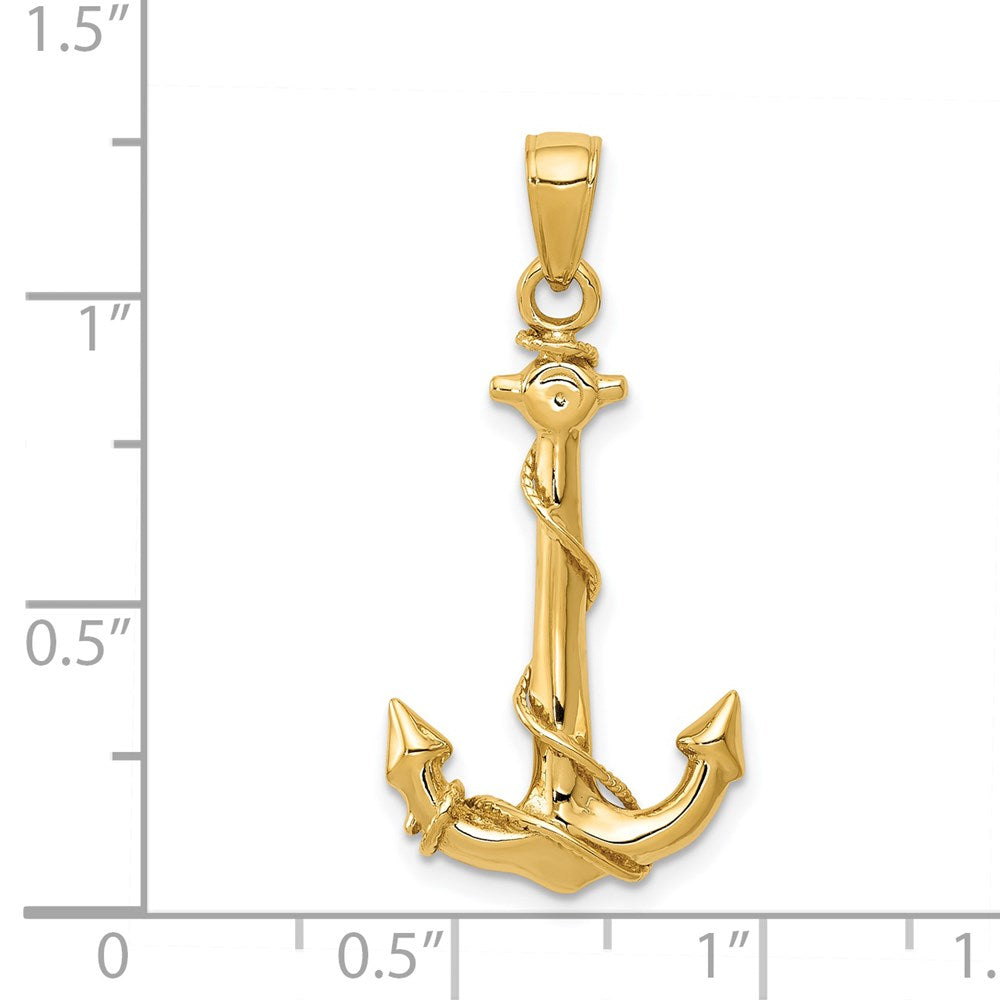 14k Yellow Gold Anchor with Rope Pendant