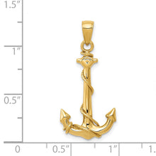 14k Yellow Gold Anchor with Rope Pendant