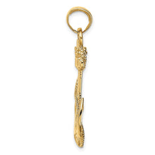 Mens 14k Yellow Gold Large Textured & Polished Anchor Pendant, 25x40mm