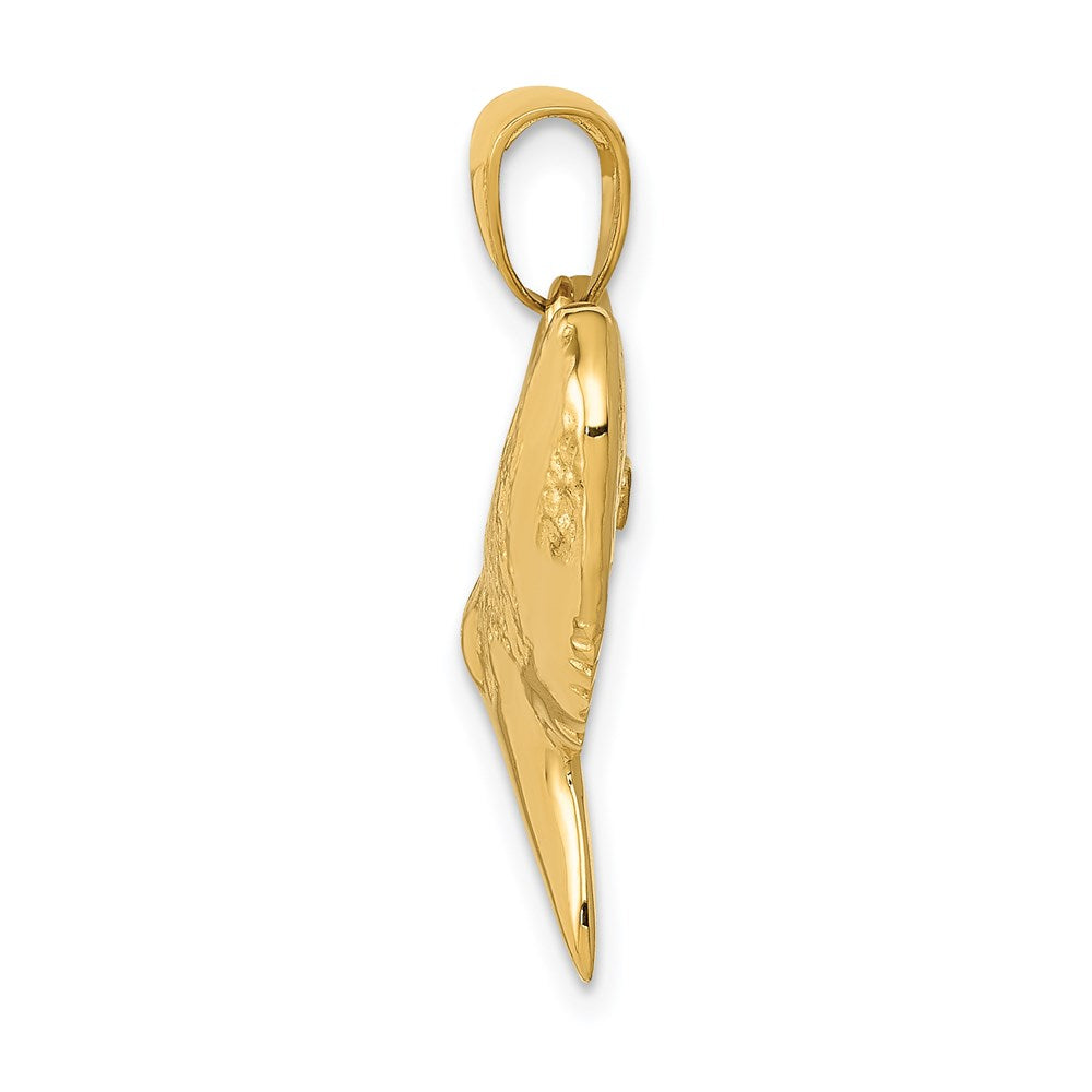 14k Yellow Gold 3D Shark Tooth Pendant