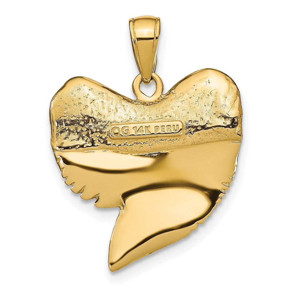 14k Yellow Gold 3D Shark Tooth Pendant