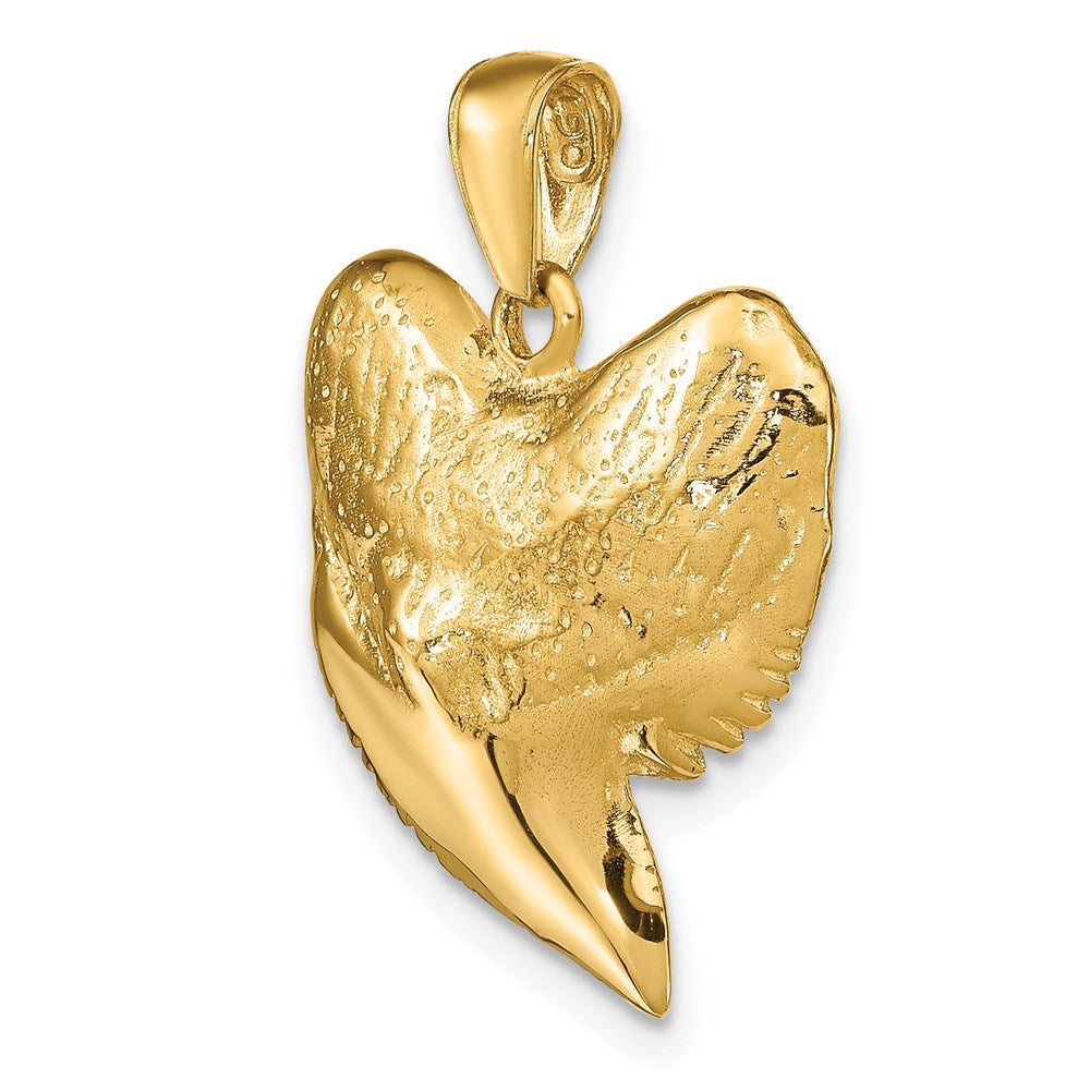 14k Yellow Gold 3D Shark Tooth Pendant