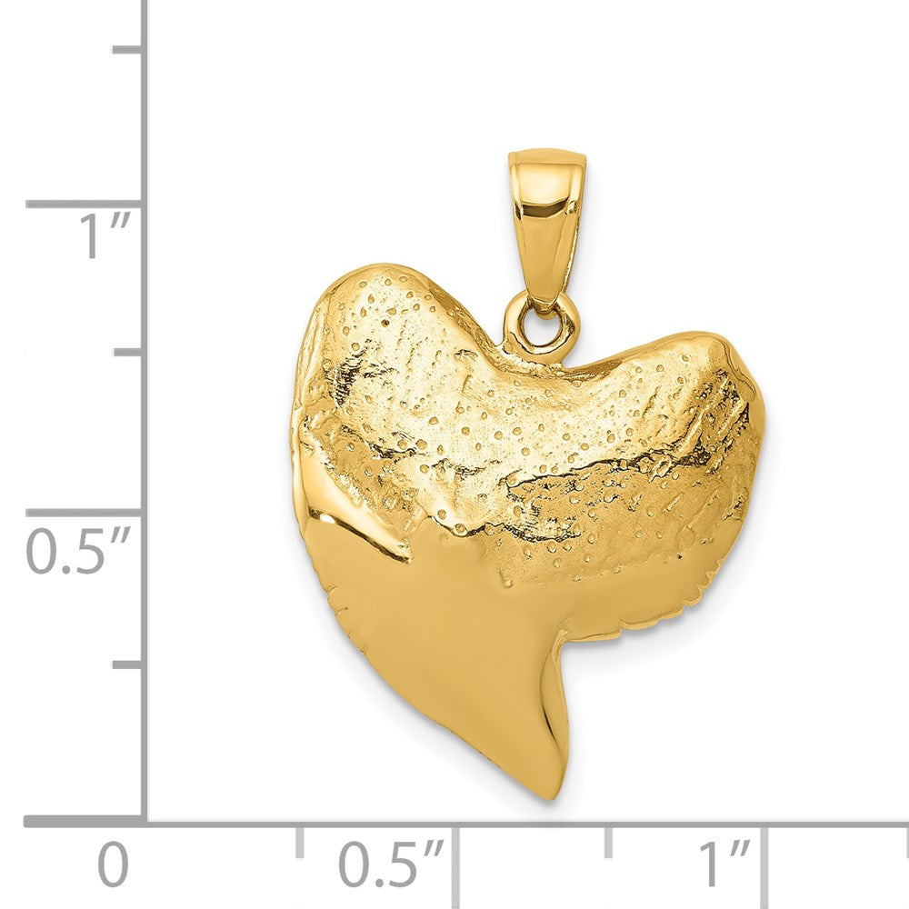 14k Yellow Gold 3D Shark Tooth Pendant