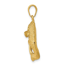 14k Yellow Gold Jumping Bass Fish Pendant