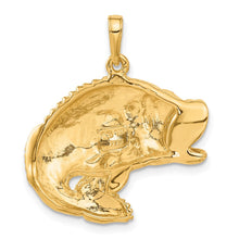 14k Yellow Gold Jumping Bass Fish Pendant