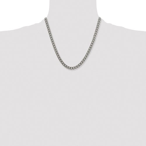 Men's 7.5mm Titanium Polished Classic Curb Chain Necklace