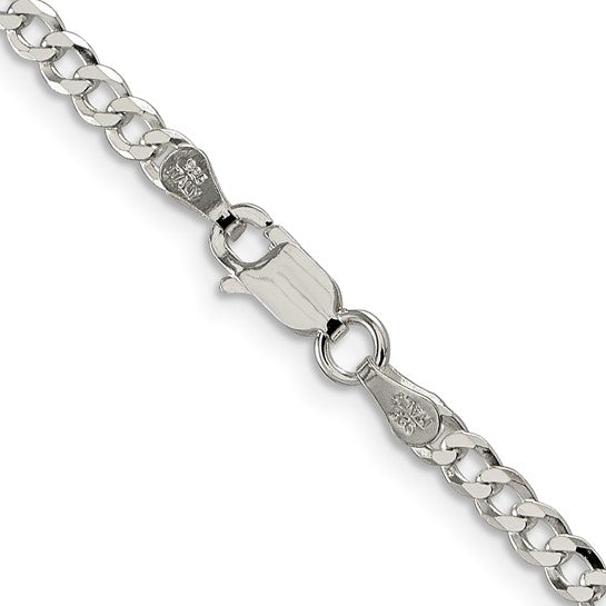 4mm, Sterling Silver, Solid Beveled Curb Chain Necklace