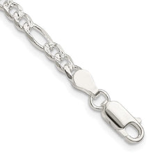 4mm, Sterling Silver, Pave Flat Figaro Chain Necklace