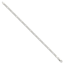 4mm, Sterling Silver, Pave Flat Figaro Chain Necklace