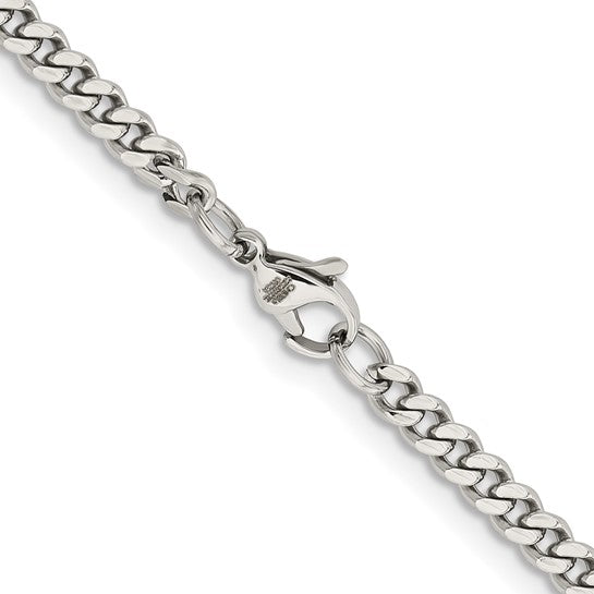 4mm Stainless Steel Heavy Flat Curb Chain Necklace