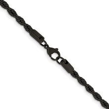 Men's 4mm Black-plated Stainless Steel Rope Chain Necklace