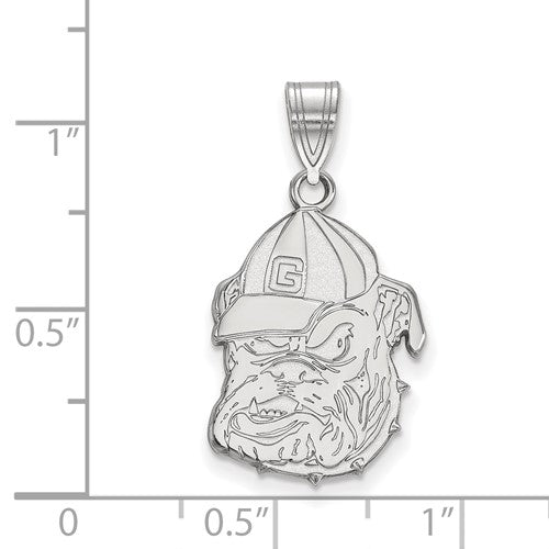 Sterling Silver U. of Georgia Large Logo Pendant Necklace